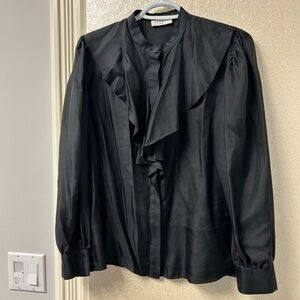 Sandro Black Ruffled Blouse